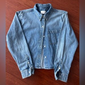 Blue Denim Button-Up Crop Shirt NWT